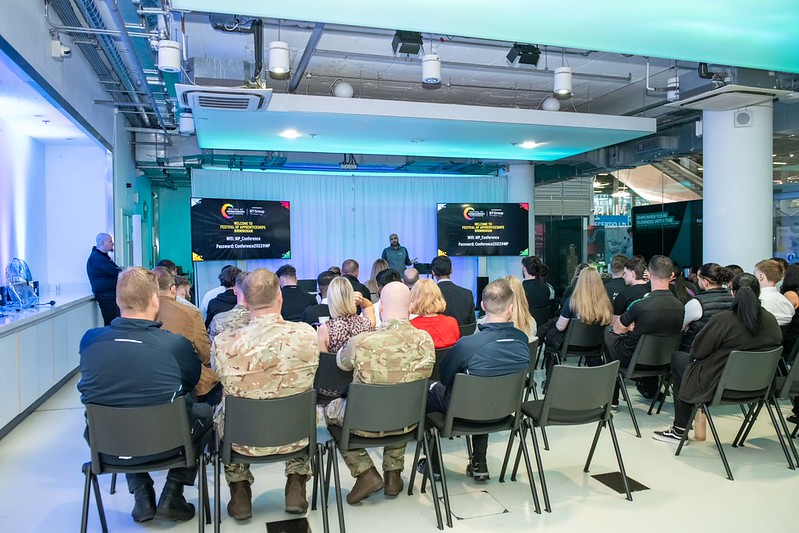 Audience listening to a speaker at a MASA event